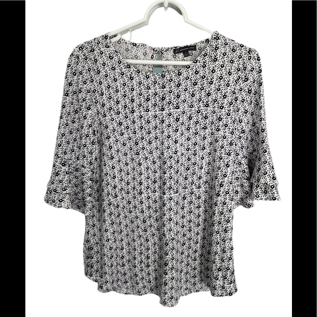 Adrianna Papell Black And White Blouse Size S